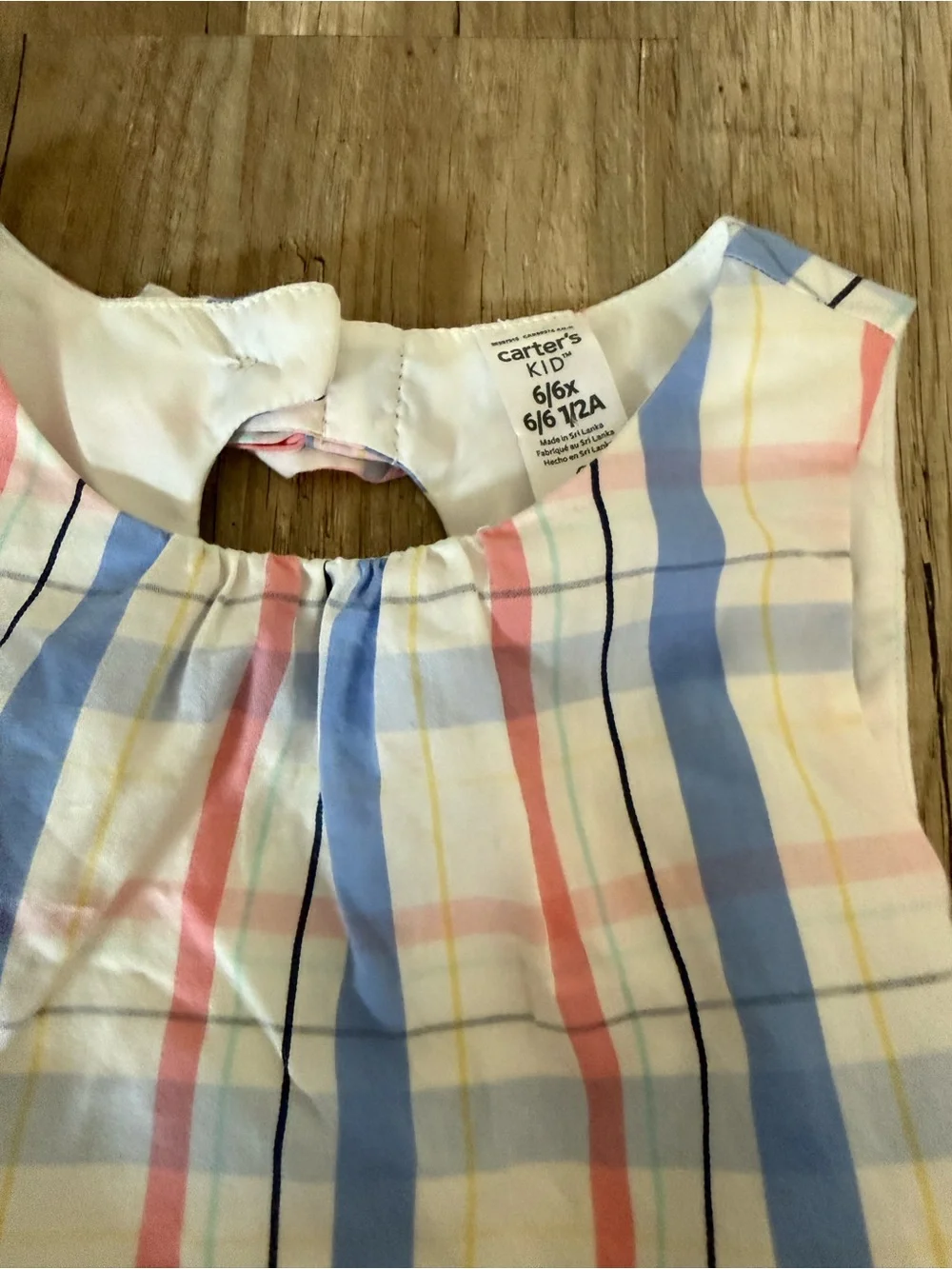 Carter's White Plaid Sleeveless Dress with Blue, Pink & Yellow Stripes